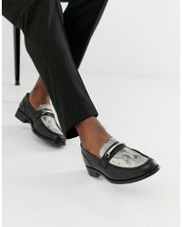 Épaisse Noir À Mors Mocassins Semelle Avec En Cuir R345AqjL