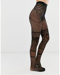 ASOS Collants à empiècements en dentelle - Noir