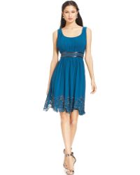 Js Collections Beaded V Neck Ruched Front Dress in Blue (navy) | Lyst