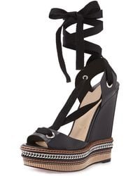 Christian louboutin Trepi 140mm Patent-leather Wedge Sandals in ...