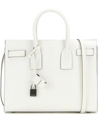 Saint laurent Sac De Jour Small Leather Tote in White | Lyst