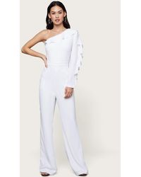 Bebe Ruffle Trim Jumpsuit - White