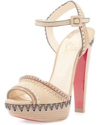 Christian louboutin Patinana Strass Red Sole Sandal in Black (red ...