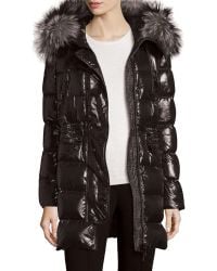 moncler aphrotiti shiny quilted down coat w/fur hood moncler aphrotiti shiny quilted down coat w/fur hood