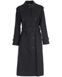 Lyst - Burberry Midlength Shearling Collar Leather Trench Coat in Black
