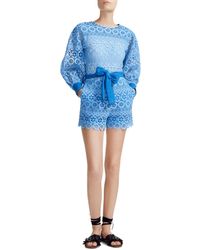 Maje Ingrid Lace Romper - Blue
