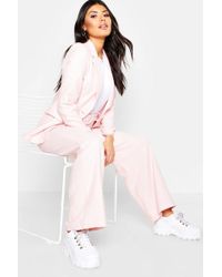 Boohoo Womens Woven Dogtooth Button Blazer - Pink - 4