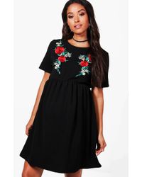 Lyst - Alice + Olivia Lindsey Embellished Structured Dress in Black Boohoo - Maternity Lindsey Embroidery Smock Dress - Lyst