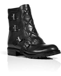 Marc By Marc Jacobs Black Quilted Leather Biker Boots in Black | Lyst