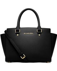 selma medium saffiano leather satchel black