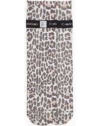 Calvin Klein Leopard Print Crew Socks - Black