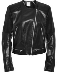 Dion Lee Cutout Scuba-backed Leather Biker Jacket in Black | Lyst