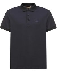 Lyst - Burberry Long Sleeve Merino Wool Polo Shirt in Blue for Men