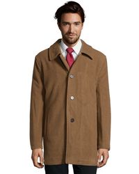 Cole Haan | Camel Wool Blend Button Front Car Coat | Lyst