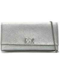 Lyst Michael Kors Mott Large Silver Metallic Ayers Embossed Michael Kors Mott Silver Leather Clutch Bag Lyst