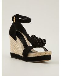 Alexander Mcqueen Studded Leather Wedge Sandals in Brown | Lyst