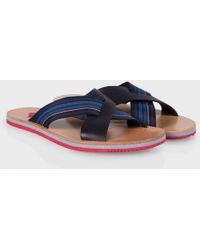Paul Smith | Men's Dark Navy Leather 'kohoutek' Sandals | Lyst