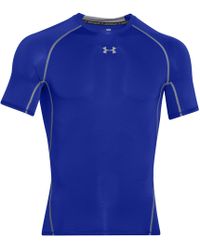 UnderArmour Men's HeatGear Sonic Fitted T-Shirt Black/Steel & Royal Blue/Steel L