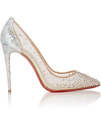 Christian louboutin Guni Mesh Spike 55mm Red Sole Pump in Beige ...