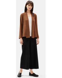 Eileen Fisher Silk Georgette Crepe Drape Front Jacket - Multicolour