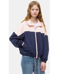 Calvin Klein Cortavientos Bicolor De Mujer Con Capucha - Azul