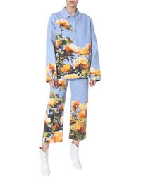 MSGM Printed Cropped Jeans - Blue