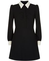 Ralph Lauren Collection Contrast Collar Dress In Black in Black | Lyst