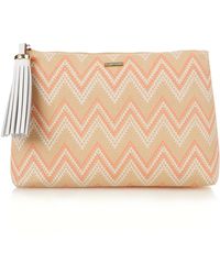 cloe hand bags - Alola Pineapple Print Canvas Clutch in Pink (NATURAL/ PINK) | Lyst