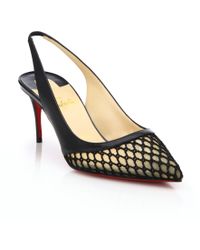 Christian louboutin Anjalina Spiked Patent Leather Pumps in Beige ...