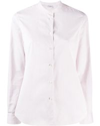 Jil Sander Navy Sleeveless Collarless Shirt in White - Lyst