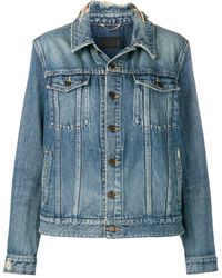 Saint Laurent Frayed Collar Denim Jacket - Blue