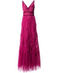 Marchesa notte Tüllrobe mit Rüschen - Pink