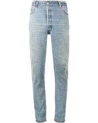 RE/DONE Levi's Distressed High Waisted Slim Fit Jeans - Blue