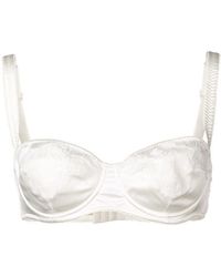 Dolce & Gabbana Black Silk White Lace Stretch Underwear Bra