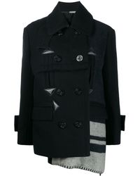 Sacai Trenca con diseño patchwork - Azul