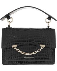 KARL LAGERFELD Karl Seven Croco Shoulder Bag Black