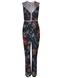 Diane von Furstenberg Floral Silk Jumpsuit - Black