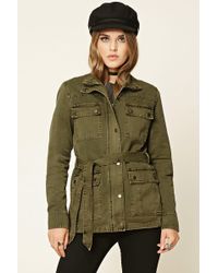 Forever 21 Women's Button-front Utility Jacket - Green