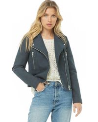 Forever 21 Jacke in Nubukleder-Optik - Blau
