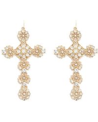 Lyst Forever 21 Faux Gemstone Clip On Earrings In Metallic Forever 21 Ornate Cross Pendant Earrings Lyst