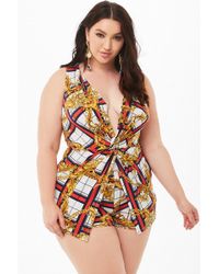 Forever 21 Tuta corta con stampa barocca - Bianco