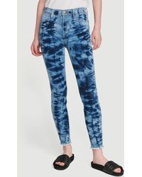 FRAME Tie Dye Le High Skinny Raw Edge - Blue