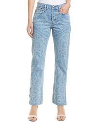 Jonathan Simkhai Johnathan Simkhai Medium Indigo Printed Boyfriend Cut - Blue