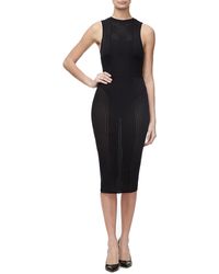 GOOD AMERICAN Ribbed Stretch-knit Midi Dress in Black - Lyst
