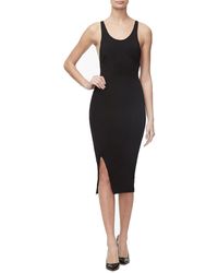 GOOD AMERICAN Ribbed Stretch-knit Midi Dress in Black - Lyst