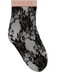 Gucci Calzini corti in pizzo floreale - Nero