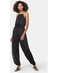 Halston Jumpsuit With Sheer Side Panels - Black