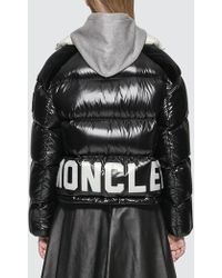 Moncler Down Jacket With White Roll Neck - Black
