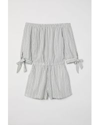 H&M Off-Shoulder-Jumpsuit - Weiß