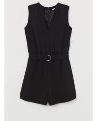 H&M Jumpsuit mit V-Ausschnitt - Schwarz
